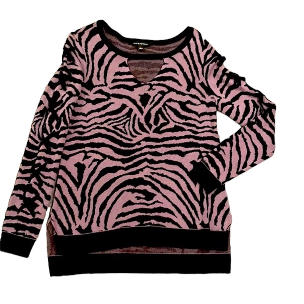 Rock & Republic Lace Up Pullover Purple Zebra Size Small